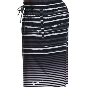 Nike Men' 9" Black Multi Faded Stripe Breaker Swim Trunks (NESSD545-001)-Medium